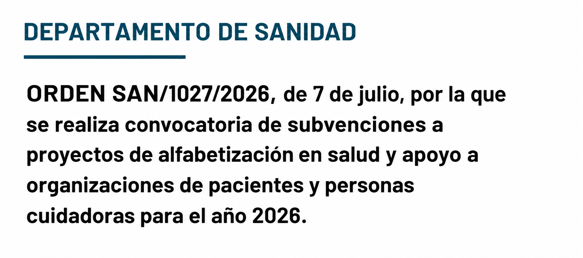 Publicada la convocatoria de subvenciones 2026 para proyectos de alfabetización en salud